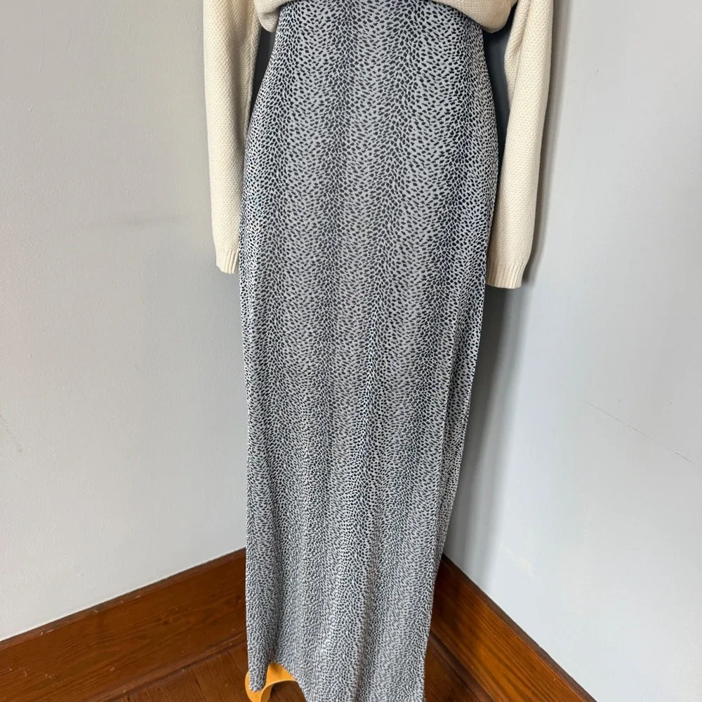 Vintage GANTOS Maxi Skirt Size XS/S Black White Animal Cheetah Print‎ Indie